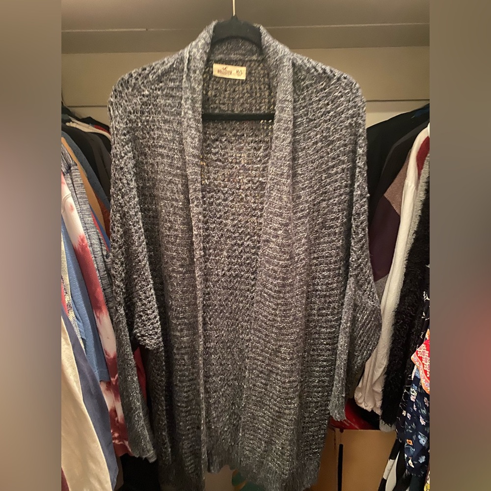 Gray Open-Front Hollister Cardigan